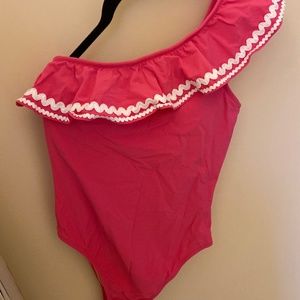 JCrew one shoulder-swimsuit in hot pink